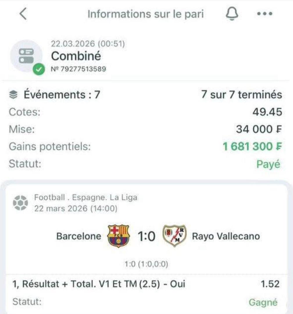 Ticket gagnant combine 7